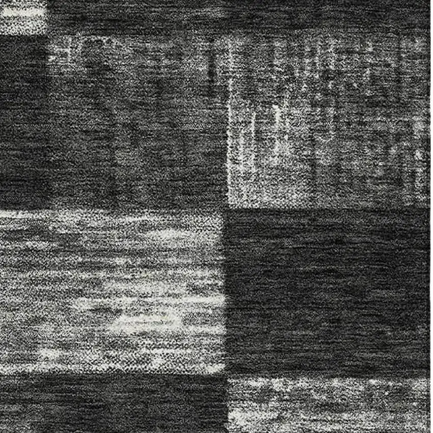 Black Gray And Silver Geometric Washable Area Rug With UV Protection Photo 2