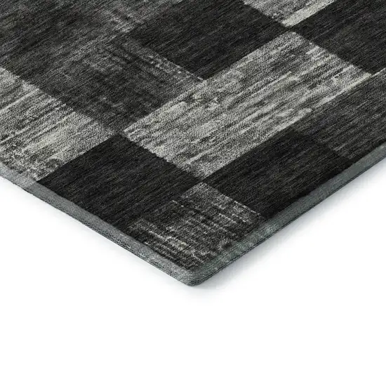 Black Gray And Silver Geometric Washable Area Rug With UV Protection Photo 7