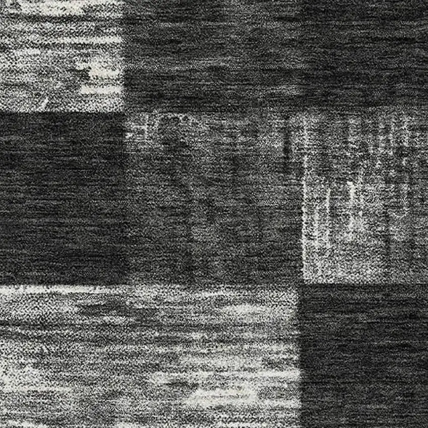 Black Gray And Silver Geometric Washable Area Rug With UV Protection Photo 2