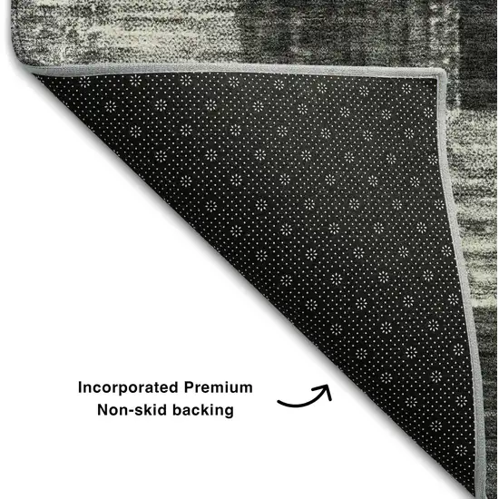 Black Gray And Silver Geometric Washable Area Rug With UV Protection Photo 6