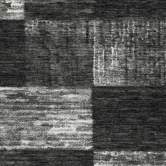 Black Gray And Silver Geometric Washable Area Rug With UV Protection Photo 2