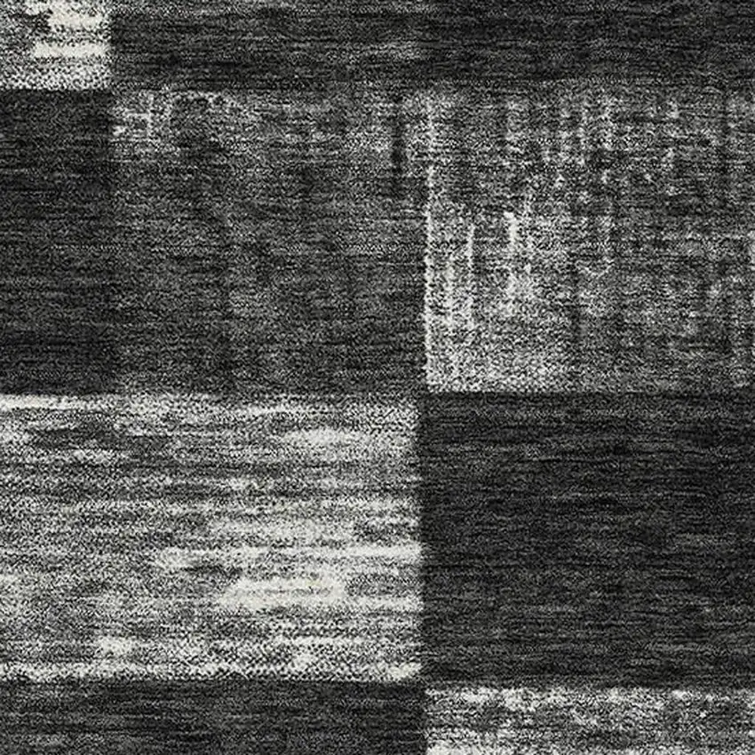 Black Gray And Silver Geometric Washable Area Rug With UV Protection Photo 2