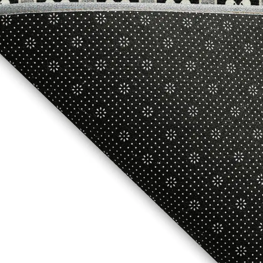 Black Gray And Silver Geometric Washable Area Rug With UV Protection Photo 2