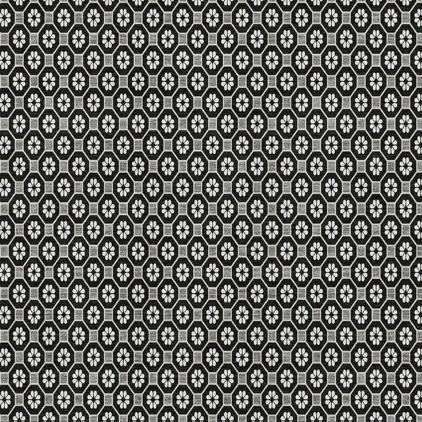 Black Gray And Silver Geometric Washable Area Rug With UV Protection Photo 4