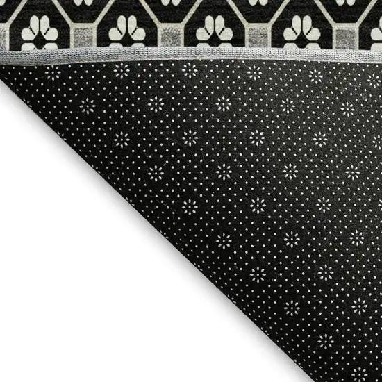 Black Gray And Silver Geometric Washable Area Rug With UV Protection Photo 2
