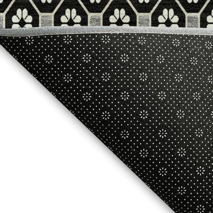 Black Gray And Silver Geometric Washable Area Rug With UV Protection Photo 2