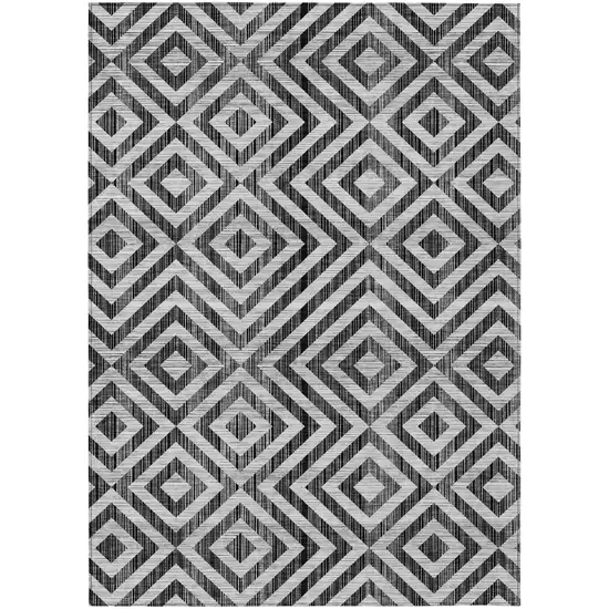 Black Gray And Silver Geometric Washable Indoor Outdoor Area Rug Photo 1