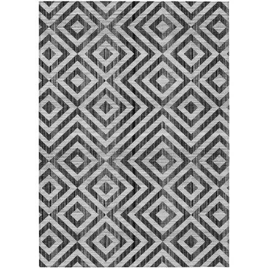 Black Gray And Silver Geometric Washable Indoor Outdoor Area Rug Photo 1