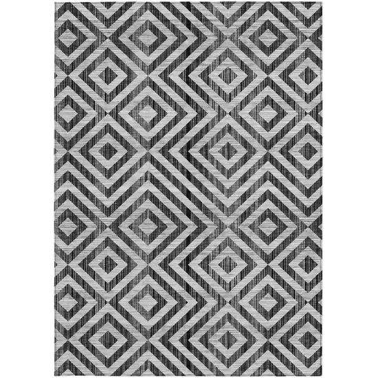 Black Gray And Silver Geometric Washable Indoor Outdoor Area Rug Photo 6