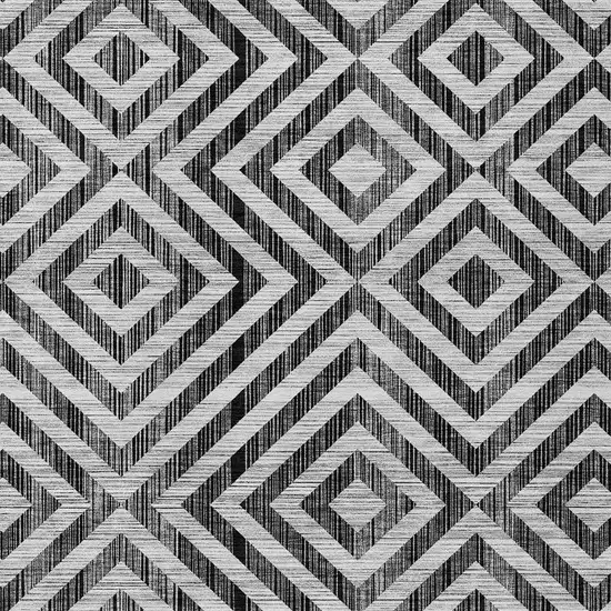 Black Gray And Silver Geometric Washable Indoor Outdoor Area Rug Photo 5