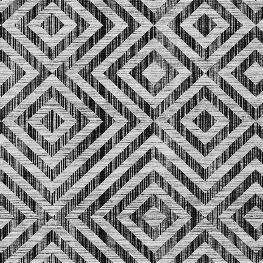 Black Gray And Silver Geometric Washable Indoor Outdoor Area Rug Photo 5