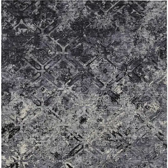 Black Gray And Silver Geometric Washable Indoor Outdoor Area Rug Photo 6