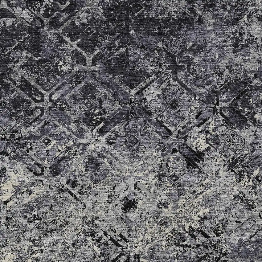 Black Gray And Silver Geometric Washable Indoor Outdoor Area Rug Photo 5