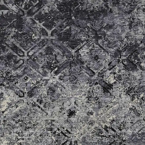 Black Gray And Silver Geometric Washable Indoor Outdoor Area Rug Photo 5