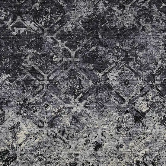 Black Gray And Silver Geometric Washable Indoor Outdoor Area Rug Photo 4