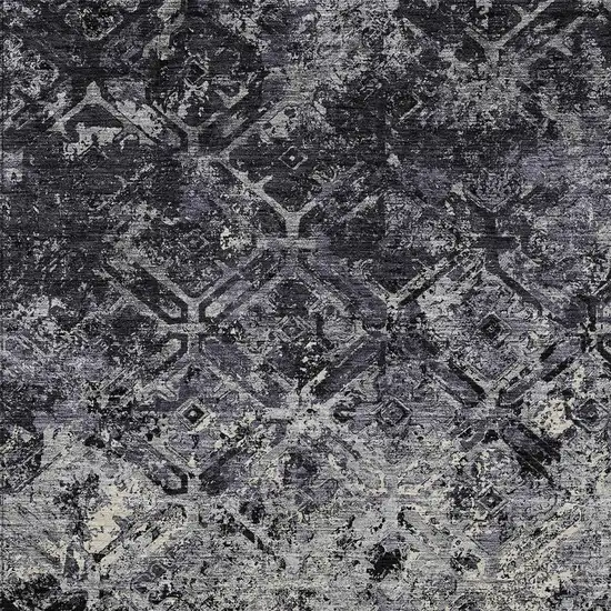 Black Gray And Silver Geometric Washable Indoor Outdoor Area Rug Photo 4
