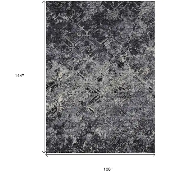 Black Gray And Silver Geometric Washable Indoor Outdoor Area Rug Photo 3