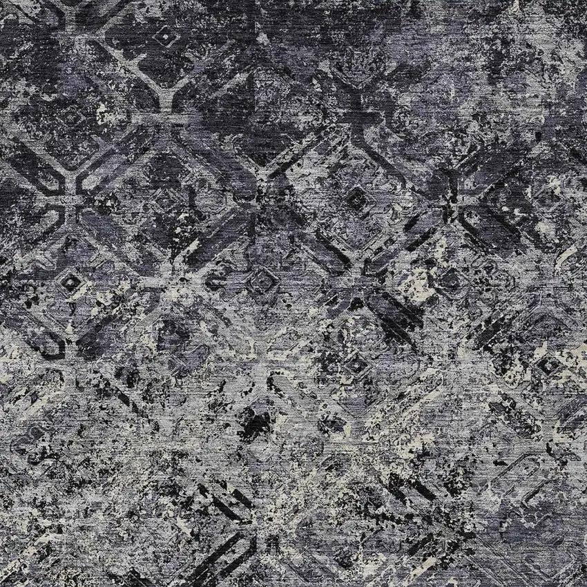 Black Gray And Silver Geometric Washable Indoor Outdoor Area Rug Photo 6