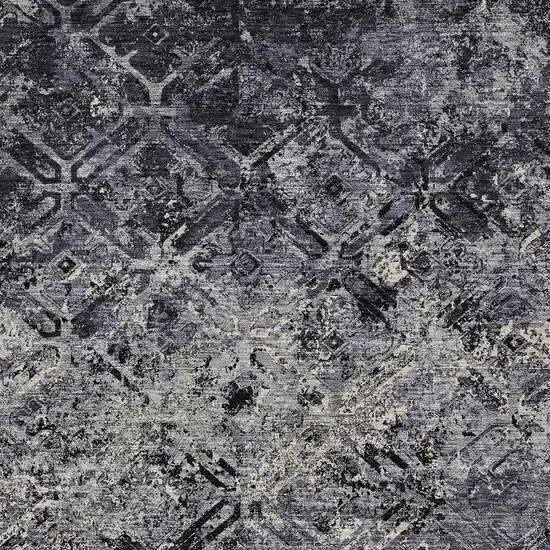 Black Gray And Silver Geometric Washable Indoor Outdoor Area Rug Photo 6