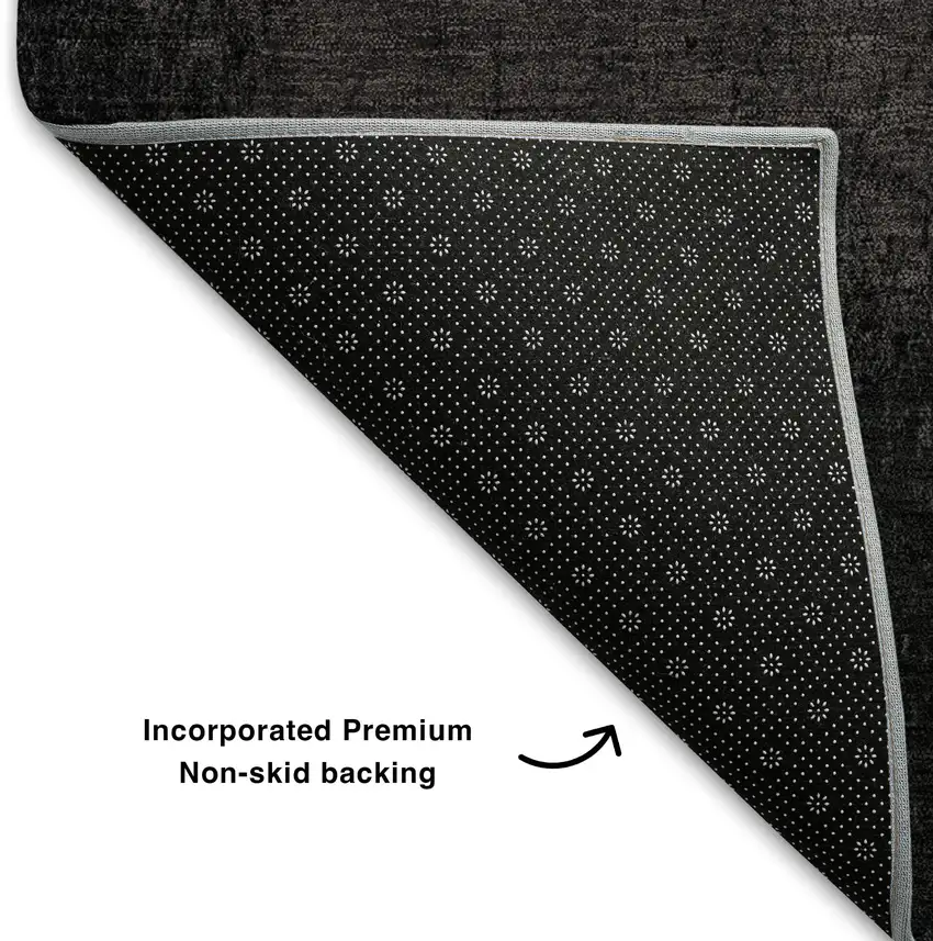 Black Gray And Silver Ombre Washable Area Rug With UV Protection Photo 8