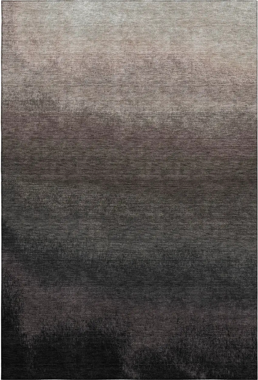 Black Gray And Silver Ombre Washable Area Rug With UV Protection Photo 7