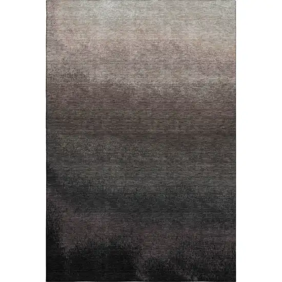Black Gray And Silver Ombre Washable Area Rug With UV Protection Photo 7