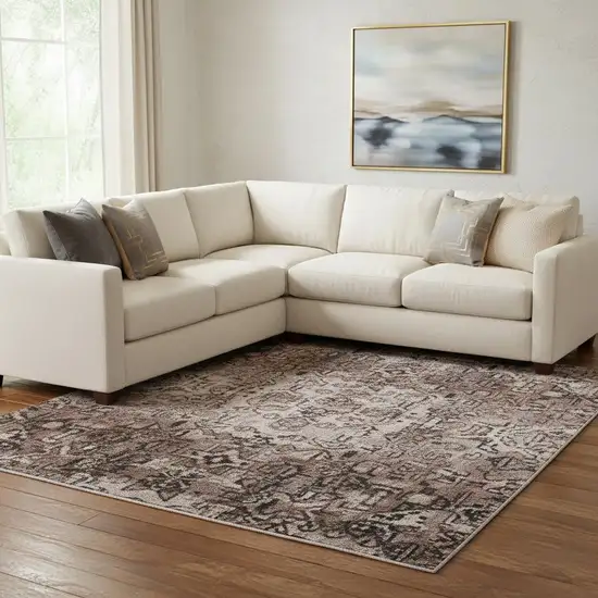 Black Gray And Silver Ombre Washable Area Rug With UV Protection Photo 2