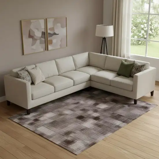 Black Gray And Silver Ombre Washable Area Rug With UV Protection Photo 2