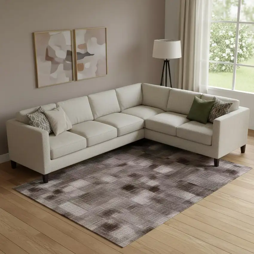 Black Gray And Silver Ombre Washable Area Rug With UV Protection Photo 2