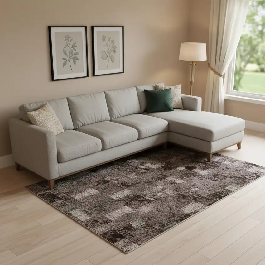 Black Gray And Silver Ombre Washable Area Rug With UV Protection Photo 2