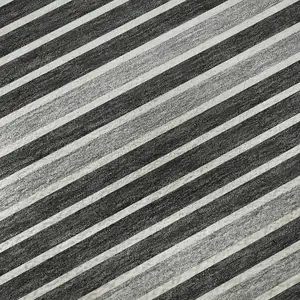 Photo of Black Gray And Silver Striped Washable Area Rug With UV Protection