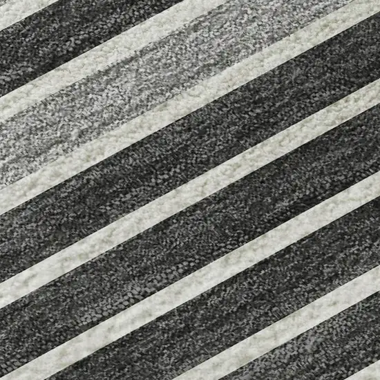 Black Gray And Silver Striped Washable Area Rug With UV Protection Photo 2