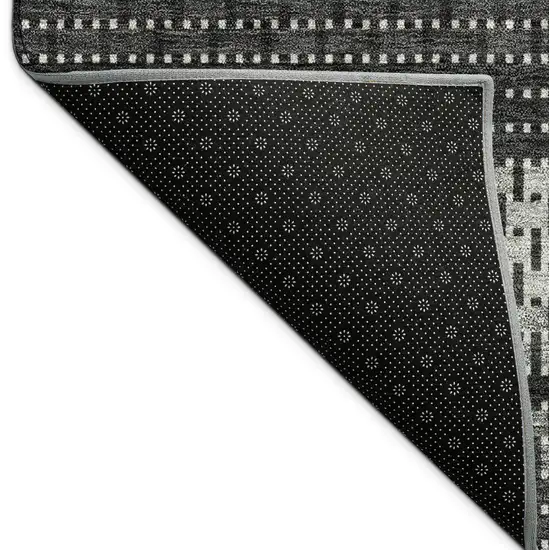 Black Gray And Silver Striped Washable Indoor Outdoor Area Rug Photo 9