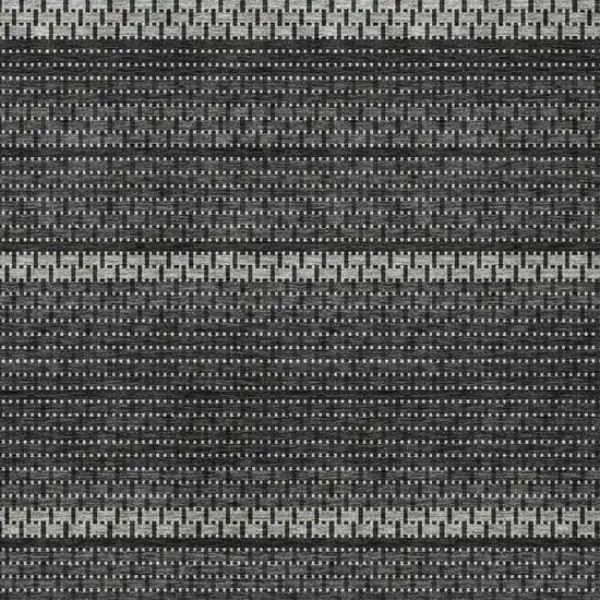 Black Gray And Silver Striped Washable Indoor Outdoor Area Rug Photo 2