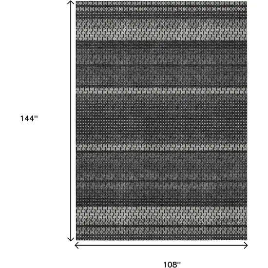 Black Gray And Silver Striped Washable Indoor Outdoor Area Rug Photo 7