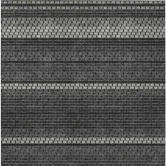 Black Gray And Silver Striped Washable Indoor Outdoor Area Rug Photo 2