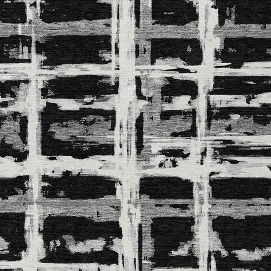 Black Gray And Silver Striped Washable Indoor Outdoor Area Rug Photo 4