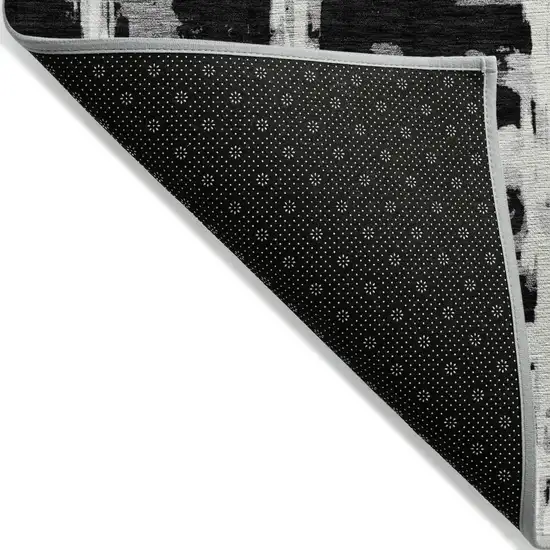 Black Gray And Silver Striped Washable Indoor Outdoor Area Rug Photo 3