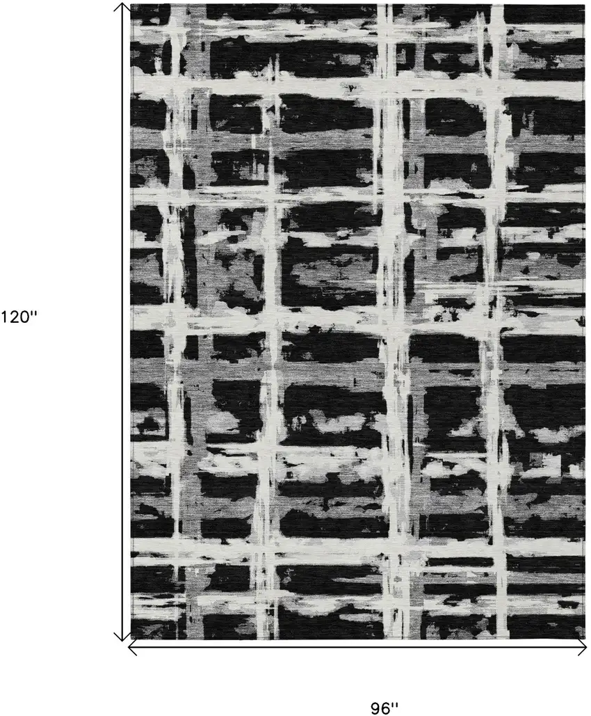 Black Gray And Silver Striped Washable Indoor Outdoor Area Rug Photo 7