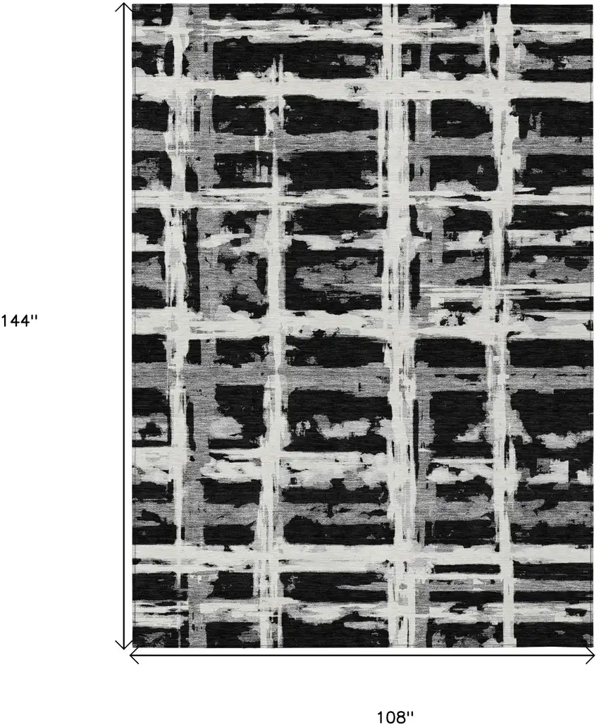 Black Gray And Silver Striped Washable Indoor Outdoor Area Rug Photo 8