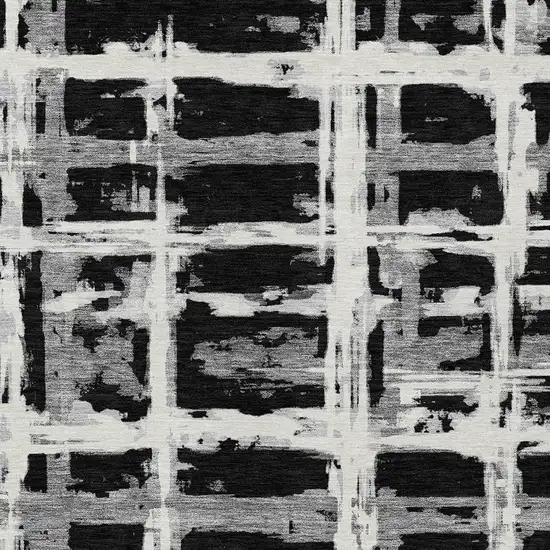 Black Gray And Silver Striped Washable Indoor Outdoor Area Rug Photo 4
