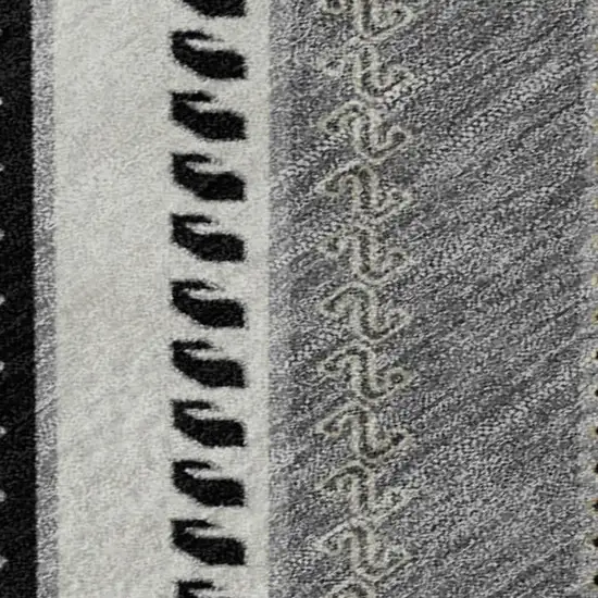 Black Gray And Silver Tribal Washable Area Rug With UV Protection Photo 2