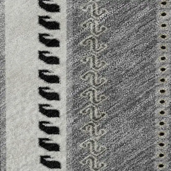 Black Gray And Silver Tribal Washable Area Rug With UV Protection Photo 2