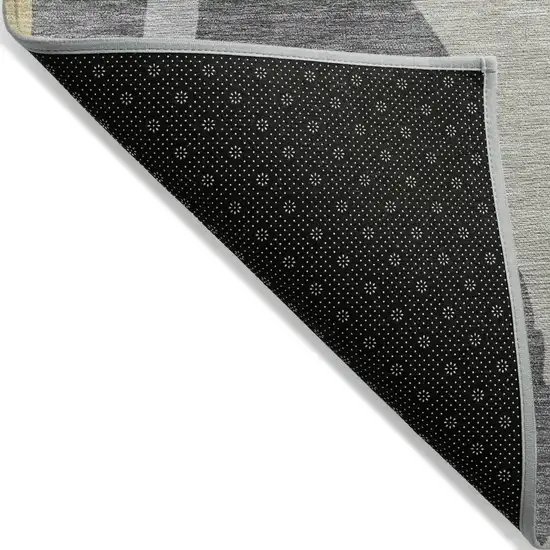 Black Gray And Tan Abstract Washable Indoor Outdoor Area Rug Photo 3