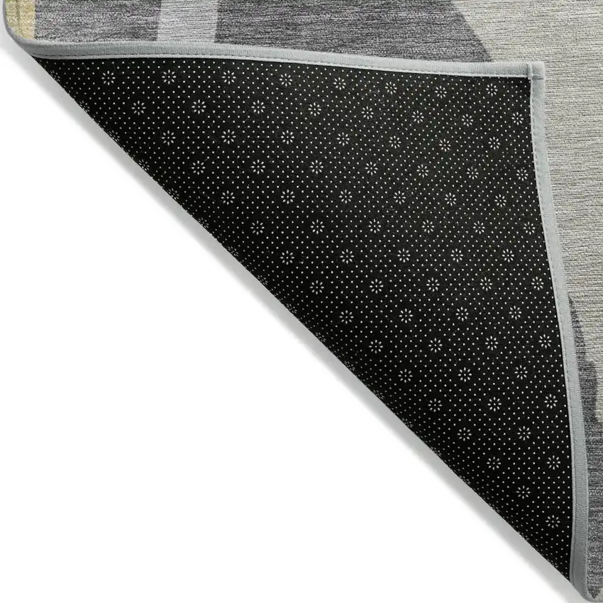 Black Gray And Tan Abstract Washable Indoor Outdoor Area Rug Photo 3