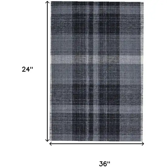 Black Gray And White Abstract Hand Woven Stain Resistant Area Rug Photo 4