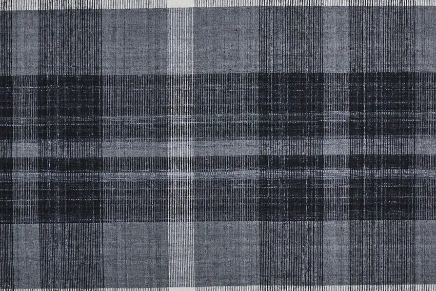 Black Gray And White Abstract Hand Woven Stain Resistant Area Rug Photo 2