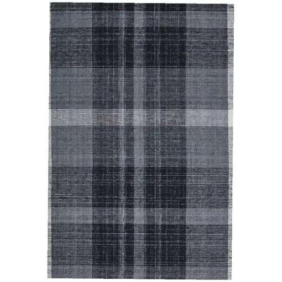 Black Gray And White Abstract Hand Woven Stain Resistant Area Rug Photo 2