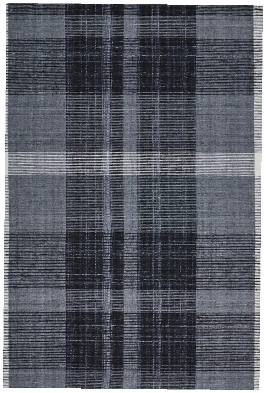 Black Gray And White Abstract Hand Woven Stain Resistant Area Rug Photo 2