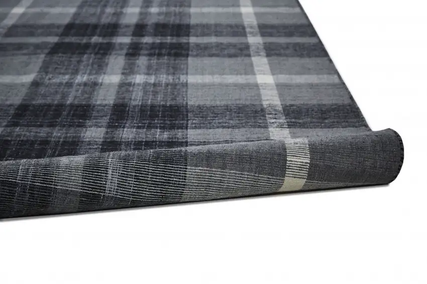 Black Gray And White Abstract Hand Woven Stain Resistant Area Rug Photo 6